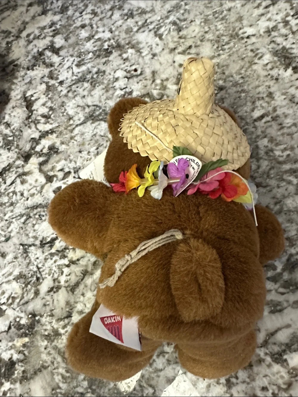 Daikin Hawaiian Brown Plush Teddy Bear with Floral Lei